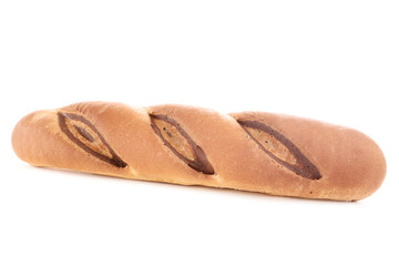 Fresh baguette isolated on white background