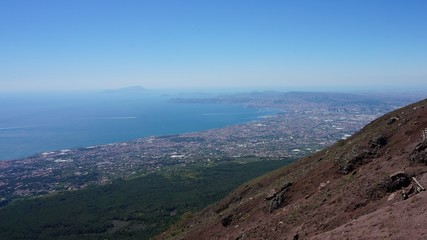 Scenic picture-postcard view of the city of Napoli (Naples), view from the famous vulcano Vesuv