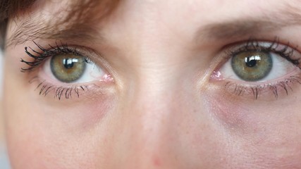 portrait of beautiful gray-green eyes of young beautiful woman. beautiful eyes girls closeup.