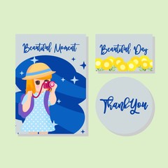 Cute Card Kids invitation thanks card boy girl hand drawn