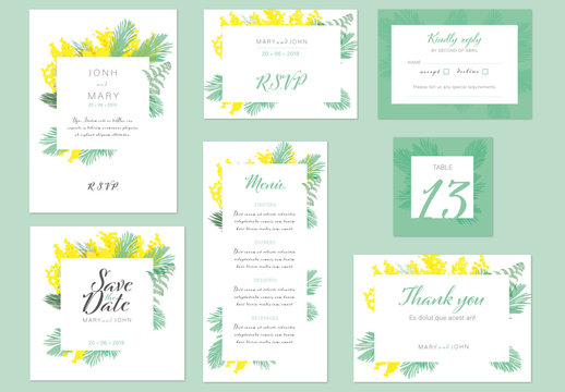 Wedding Suite with Green and Yellow Floral Accents