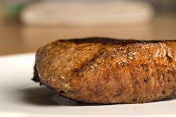 delicious medium steak on a plate