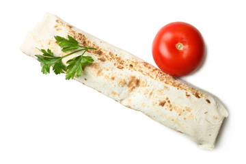 doner kebab, shawarma, natural organic tomato and parsley