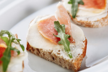 Prosciutto Mozzarella Bread Sandwich Macro Texture