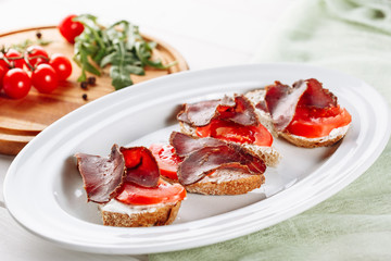 Basturma Bread Sandwich Italian Snack Side View