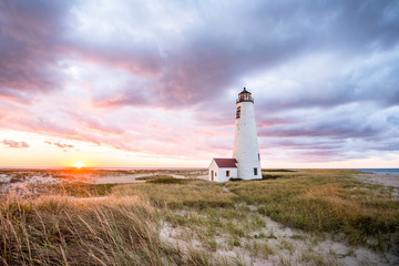 Nantucket lighthouse at sunset, Massachusetts, USA
