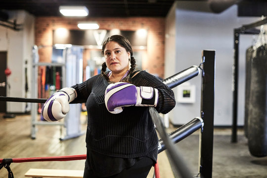 Portrait of female boxer