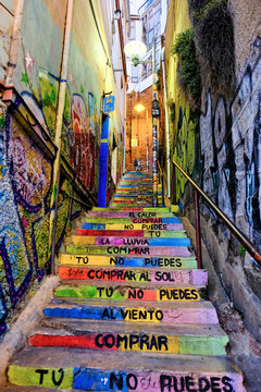 Colorful Stairs in Valparaiso, Chile