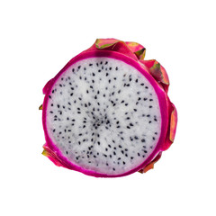 half dragon fruit white isolated on white background