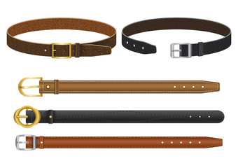 set of different leather belts