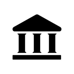 House with columns icon. Building of bank, government, court house, educational or cultural establishment with classic Greek columns. Vector Illustration