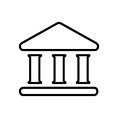 House with columns line icon. Building of bank, government, court house, educational or cultural establishment with classic Greek columns. Vector Illustration
