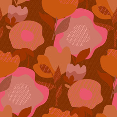 Abstract decorative flower seamless pattern