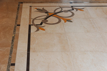 Decorative elements of the interior of ceramic tile, marble, stucco molding, stained glass, columns and stairs, used in interior decoration and design of the house.