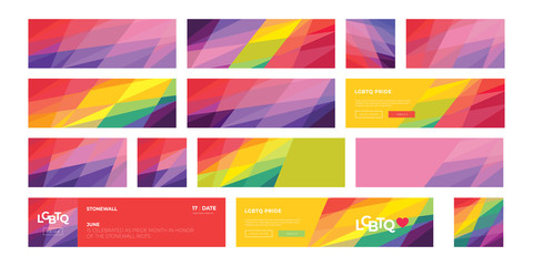 Support for LGBTQ pride. Colorful backgrounds. Rainbow abstract. Templates for banners, flyers.