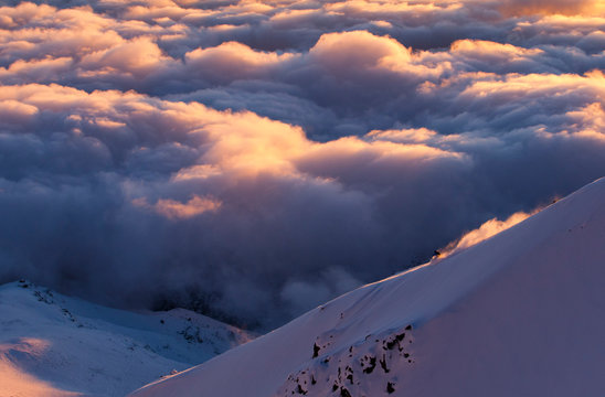 Orange Cloudscape In The Caroline Gleich, La Parva, Chile