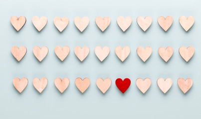 Happy Valentines day background. With small hearts on pastel background.