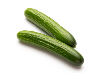 Fresh cucumber on white background.