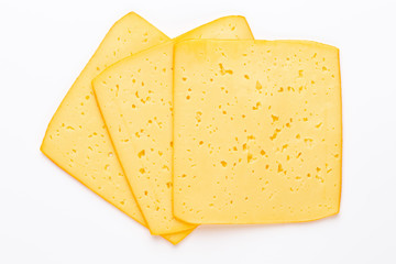 Cheese slice on white background.