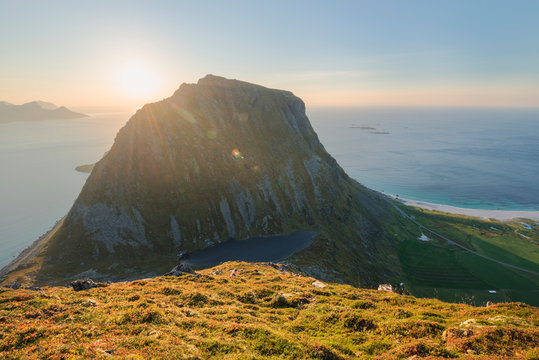 Veggen mountain peak, Vestvagoya, Lofoten Islands, Norway