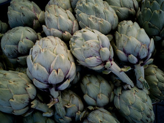 bunch of artichokes in the market