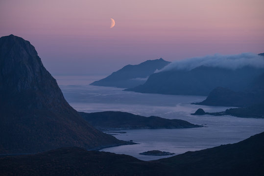 Nappstraumen at twilight, Vestvagoya, Lofoten Islands, Norway