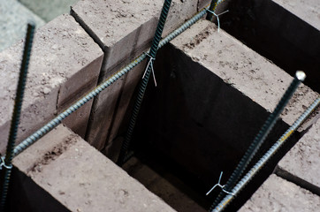 Close-up of concrete foundation (engineering)