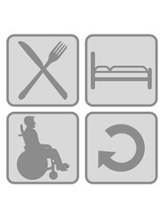 täglich rollstuhl buttons essen schlafen wiederholen behinderung gehen laufen sitzen rollen stuhl schieben fahren räder krank krankenhaus betreuen krankenpfleger erholen clipart design