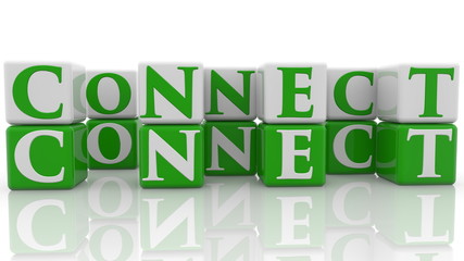 Connect concept on cubes in green and white