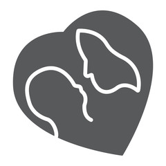 Mother and baby glyph icon, love and family, woman and child sign, vector graphics, a solid pattern on a white background.