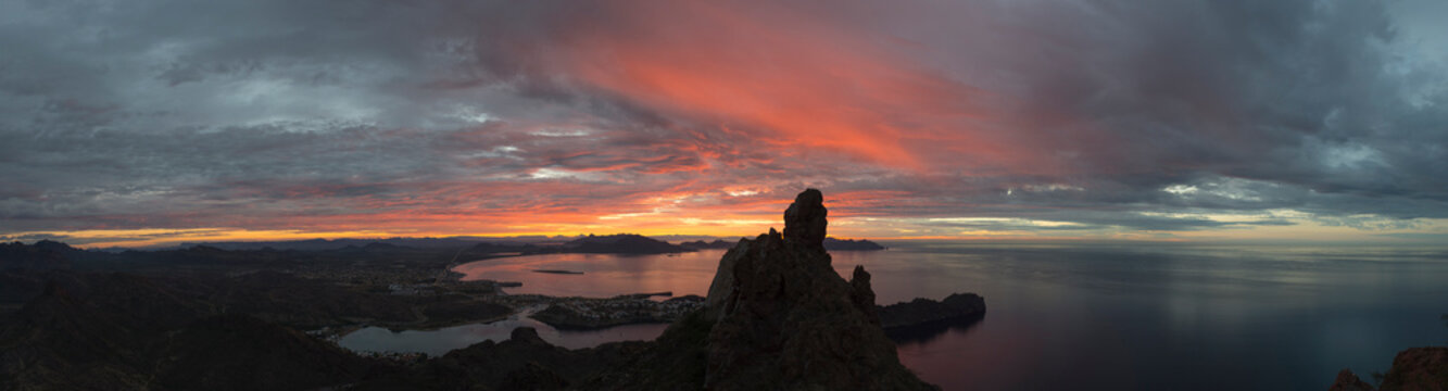 Panoramic view of San Carlos from Tetakawi peak in Sonora, Mexico