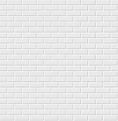 Vector white brick wall texture. Seamless pattern with 3d effect.