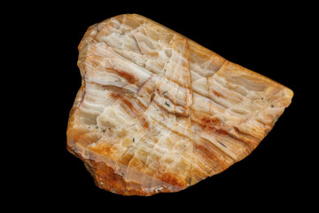 Macro stone agate mineral on a black background