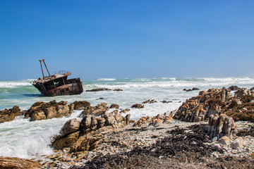 Fototapeta na wymiar Ship wreck at cape agulhas