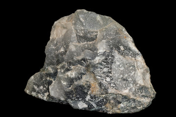 Macro stone mineral smoky quartz on a black background