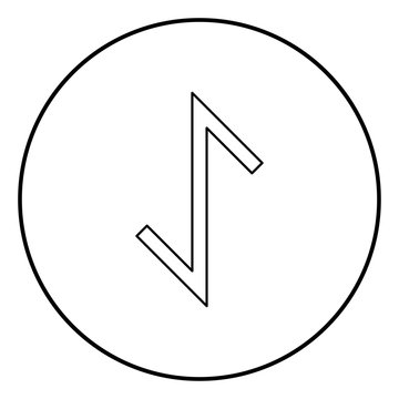 Eywas rune yew strength egis symbol icon outline black color vector in circle round illustration flat style image
