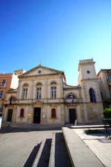 Obraz premium View of the Catholic Cathedral in the historic center of the city of Corfu