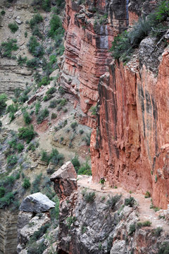 Female hiker on the North Kaibab Trail in Grand Canyon National Park, Arizona May 2011. 