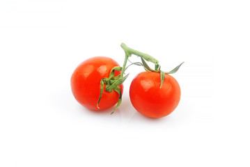 Two Organic Tomatoes on White Background