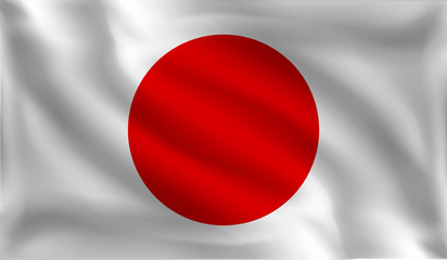 Waving Japan flag, Japanese flag, vector illustration
