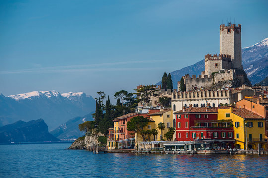 Scaliger Castle in Malcesine seen from Lake Garda
