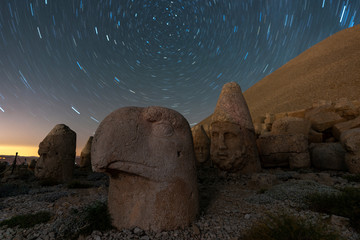 Nemrut moun, Turkey.  Ancient stone heads representing the gods of the Kommagene kingdom.