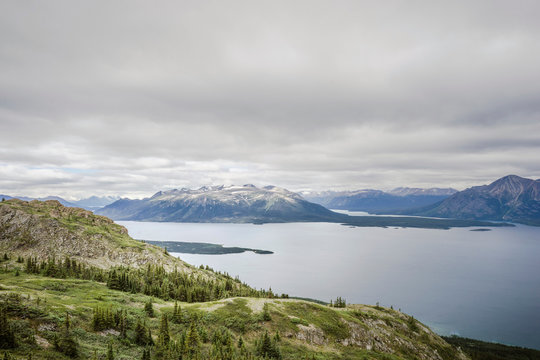Atlin Lake and boundary mountain range, Canada