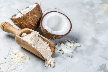 Gluten free concept - coconut flour, copy space