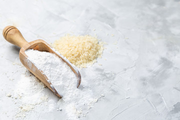Gluten free concept - rice flour, copy space