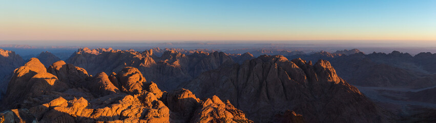 Amazing Sunrise at Sinai Mountain, Beautiful dawn in Egypt, Beautiful view from the mountain	