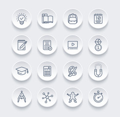 school, education, learning line icons set