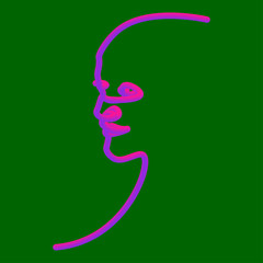 The face of the person in one line in the neon style