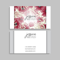 Fototapeta na wymiar Beautiful floral design bussiness card. Vector Illustration