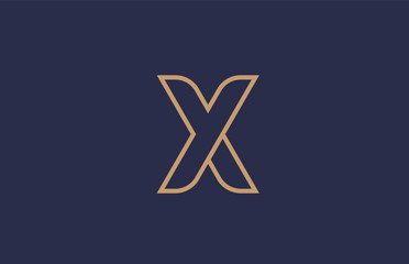 brown blue line alphabet letter X logo company icon design